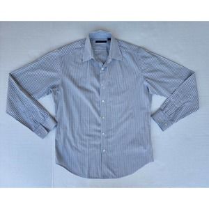 Theory Button Up Long Sleeve Shirt Gray & White Check Size SMALL